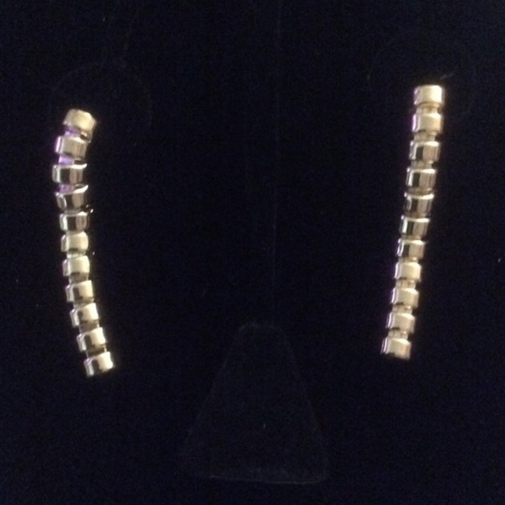 New Pierced Goldtone Flexible Long Bar Earrings